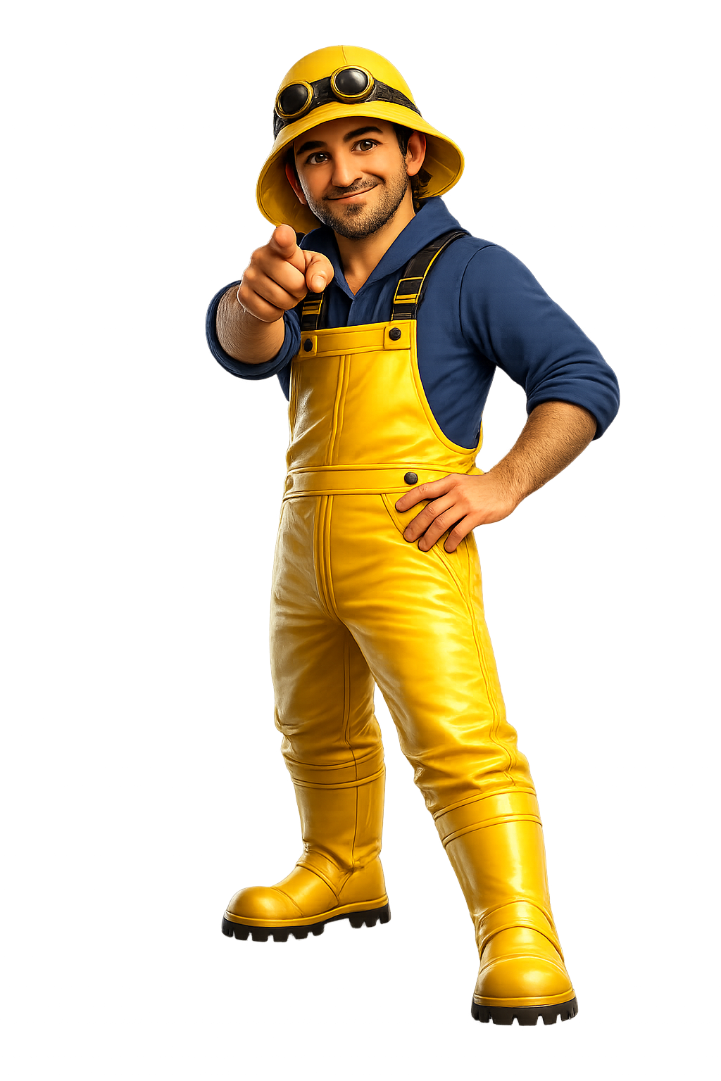 Fisherman mascot celebrating