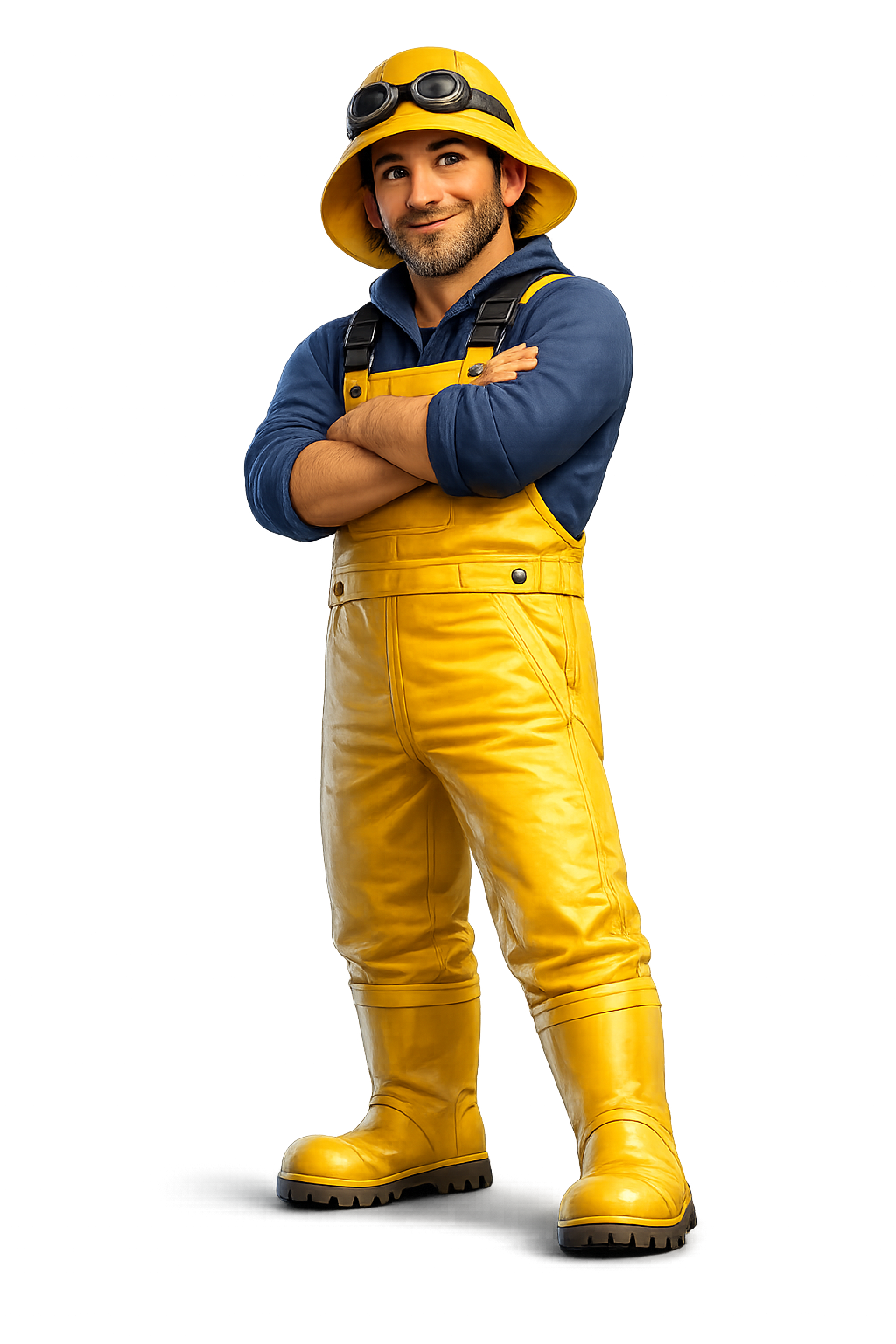 Fisherman mascot arms crossed